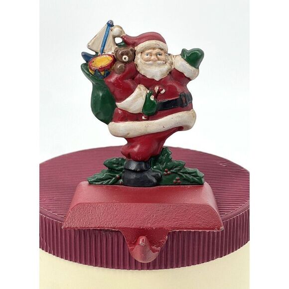 Vintage Midwest Of Cannon Falls Cast Iron Santa Claus Waving Stocking Holder - Picture 1 of 6